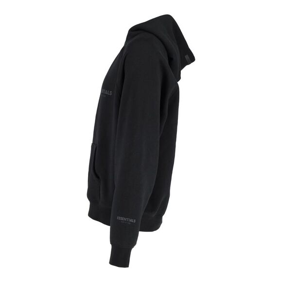 Fear of God Essentials Logo Print Jersey Hoodie in Black Cotton - Picture 2 of 8
